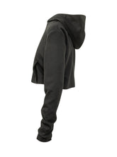 7 FOR ALL MANKIND - Ruched Cropped Zip Up Hoodie - Black - LIDIASHOPPING® - Official Website