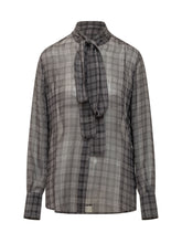 7 FOR ALL MANKIND - Camicia in Seta Check con Fiocco - Grigio - LIDIASHOPPING® - Official Website