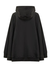 7 FOR ALL MANKIND - Oversized hooded sweatshirt featuring a front zip fastening and dropped shoulders. Designed with long sleeves, kangaroo pockets, small chest logo and ribbed trims. - Black - LIDIASHOPPING® - Official Website