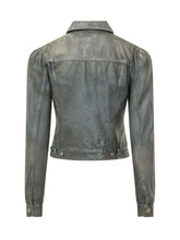 7 FOR ALL MANKIND - Cropped trucker jacket featuring a classic collar, front button fastening and slightly puffed long sleeves. Detailed with flap chest pockets, vertical seams and a structured hem. - Grey - LIDIASHOPPING® - Official Website