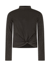 DIESEL KIDS - Tknot Long Sleeve Top with Front Twist - Black - LIDIASHOPPING® - Official Website