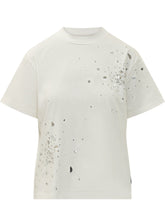 DES PHEMMES - T-shirt with Jewel Decorations - White - LIDIASHOPPING® - Official Website