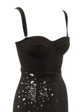 DES PHEMMES - Abito Lungo Bustier con Applicazioni Gioiello - Nero - LIDIASHOPPING® - Official Website