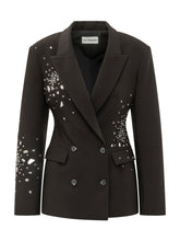 DES PHEMMES - Blazer Doppiopetto con Applicazioni Gioiello - Nero - LIDIASHOPPING® - Official Website