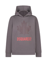 DSQUARED2 KIDS - Felpa con Cappuccio e Motivo Foglia - Grigio - LIDIASHOPPING® - Official Website