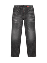 DSQUARED2 KIDS - Stanislav Straight Leg Jeans with Faded Wash - Black - LIDIASHOPPING® - Official Website