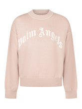 PALM ANGELS KIDS - Crewneck Sweater with Maxi Lettering - Beige - LIDIASHOPPING® - Official Website