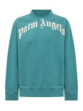 PALM ANGELS KIDS - Felpa con Collo Alto e Maxi Lettering - Blu - LIDIASHOPPING® - Official Website