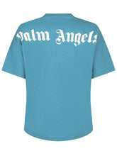 PALM ANGELS KIDS - T-shirt con Lettering sul Collo - Blu - LIDIASHOPPING® - Official Website