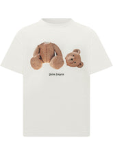 PALM ANGELS KIDS - T-shirt with Deconstructed Teddy Graphic - White - LIDIASHOPPING® - Official Website