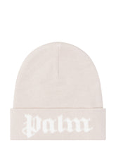 PALM ANGELS KIDS - Berretto con Risvolto e Maxi Logo - Bianco - LIDIASHOPPING® - Official Website