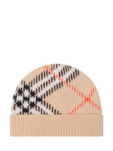 BURBERRY - Beanie with Turn Up and Check Pattern - Brown - LIDIASHOPPING® - Official Website