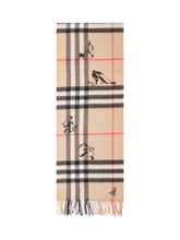 BURBERRY - Sciarpa Check con Frange e Motivi Figurativi - Marrone - LIDIASHOPPING® - Official Website