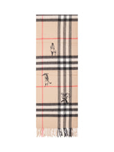 BURBERRY - Sciarpa Check con Frange e Motivi Figurativi - Marrone - LIDIASHOPPING® - Official Website
