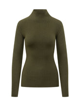 VICTORIA BECKHAM - Maglia a Coste con Collo Alto - Verde - LIDIASHOPPING® - Official Website