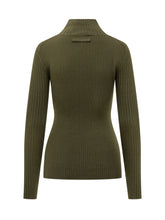 VICTORIA BECKHAM - Maglia a Coste con Collo Alto - Verde - LIDIASHOPPING® - Official Website