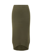VICTORIA BECKHAM - Fitted Midi Skirt with Shaped Hem - Green - LIDIASHOPPING® - Official Website