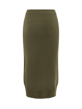 VICTORIA BECKHAM - Fitted Midi Skirt with Shaped Hem - Green - LIDIASHOPPING® - Official Website
