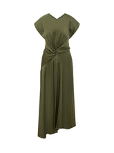 VICTORIA BECKHAM - Abito Midi Aria con Arricciatura - Verde - LIDIASHOPPING® - Official Website