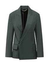 VICTORIA BECKHAM - Blazer Scultoreo con Revers Asimmetrici - Verde - LIDIASHOPPING® - Official Website