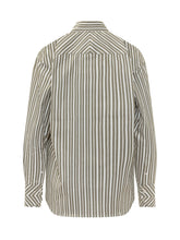 VICTORIA BECKHAM - Striped Shirt with Patch Pocket - Green - LIDIASHOPPING® - Official Website