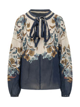 FARM RIO - Golden Nature Blouse with Floral Print - Blue - LIDIASHOPPING® - Official Website