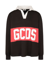GCDS - Polo a Maniche Lunghe con Banda e Stampa - Nero - LIDIASHOPPING® - Official Website