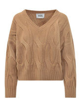 ALPHA STUDIO - Maglia a Scollo a V con Lavorazione a Trecce - Beige - LIDIASHOPPING® - Official Website