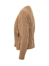 ALPHA STUDIO - Maglia a Scollo a V con Lavorazione a Trecce - Beige - LIDIASHOPPING® - Official Website