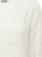 ALPHA STUDIO - Boxy sweater featuring a boat neckline and long sleeves. Detailed with small sequins scattered across the surface, slightly dropped shoulders and ribbed cuffs and hem. - White - LIDIASHOPPING® - Official Website