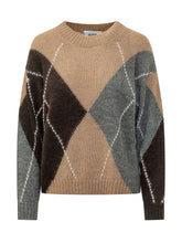 ALPHA STUDIO - Maglia Girocollo con Motivo Argyle - Marrone - LIDIASHOPPING® - Official Website