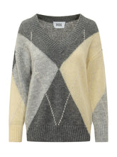 ALPHA STUDIO - Maglia a Scollo a V con Motivo Argyle - Grigio - LIDIASHOPPING® - Official Website
