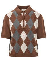 SEMICOUTURE - Polo Diana con Motivo Argyle - Marrone - LIDIASHOPPING® - Official Website