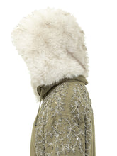 NOVELLE - Long parka featuring a wide fur collar, long sleeves and decorative floral embroidery across the shoulders and sleeves. Finished with a front zip fastening, drawstring waist and hem and elasticated cu - Green - LIDIASHOPPING® - Official Website