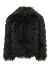 MARTHA LOUIS - Giacca in Pelliccia di Mongolia con Collo Ampio - Nero - LIDIASHOPPING® - Official Website