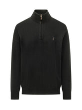POLO RALPH LAUREN - Maglia con Mezza Zip e Ricamo sul Petto - Nero - LIDIASHOPPING® - Official Website