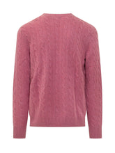 POLO RALPH LAUREN - Pullover con Trecce e Ricamo Logo sul Petto - Rosa - LIDIASHOPPING® - Official Website