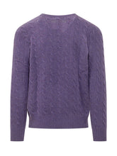 POLO RALPH LAUREN - Pullover con Trecce e Ricamo Logo sul Petto - Viola - LIDIASHOPPING® - Official Website