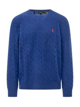 POLO RALPH LAUREN - Pullover con Trecce e Ricamo Logo sul Petto - Blu - LIDIASHOPPING® - Official Website