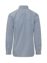 POLO RALPH LAUREN - Camicia a Righe Sottili con Ricamo Logo - Blu - LIDIASHOPPING® - Official Website