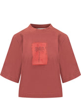 PALM ANGELS - T-shirt Brushed Palm Tree - Rosso - LIDIASHOPPING® - Official Website
