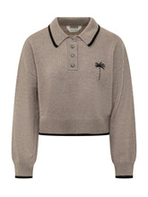 PALM ANGELS - Polo Palm Shadow a Maniche Lunghe - Beige - LIDIASHOPPING® - Official Website