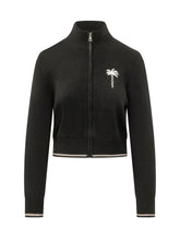 PALM ANGELS - Maglia Palm Tree con Zip - Nero - LIDIASHOPPING® - Official Website