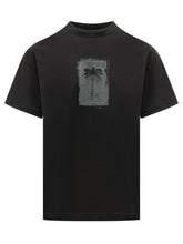 PALM ANGELS - T-shirt Brushed Palm con Grafica Centrale - Nero - LIDIASHOPPING® - Official Website