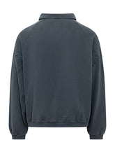PALM ANGELS - Palm Zipped Crew with Collar and Half Zip - Blue - LIDIASHOPPING® - Official Website