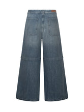 PALM ANGELS - Jeans a Gamba Ampia con Stampa Palme - Blu - LIDIASHOPPING® - Official Website