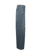 PALM ANGELS - Jeans a Gamba Ampia con Stampa Palme - Blu - LIDIASHOPPING® - Official Website