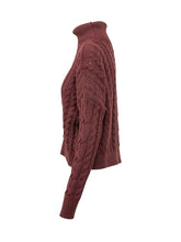 LAUREN RALPH LAUREN - Long sleeve pullover featuring a folded high neck and cable knit patterns of varying sizes. Detailed with vertical openwork inserts, dropped shoulders and ribbed trims. - Red - LIDIASHOPPING® - Official Website