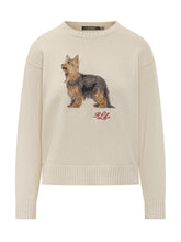 LAUREN RALPH LAUREN - Crew Neck Sweater with Dog Motif - White - LIDIASHOPPING® - Official Website