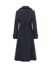 LAUREN RALPH LAUREN - Long coat with a flared silhouette, double breasted button fastening, classic collar, side flap pockets and cuff tabs. - Blue - LIDIASHOPPING® - Official Website